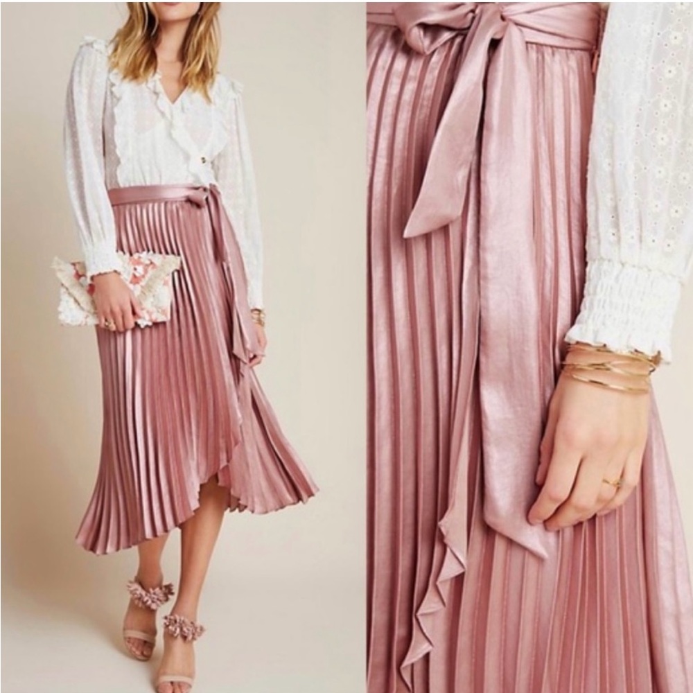 Maeve pink pleated skirt
